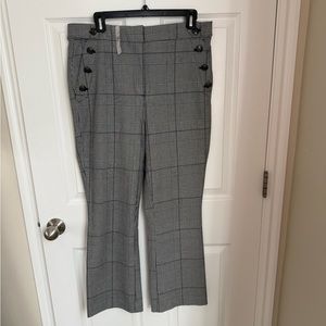 Gray Plaid Button-Detail Pants